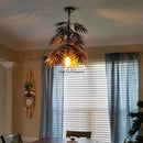 Axyaa Coconut Leaf LED Chandelier: Tropical Indoor Pendant Lamp for Living Room, Restaurant, Bedroom