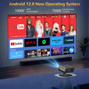Axyaa 4K Android12 Mini Projector 64G Full HD 1080P WiFi6 Home Theater 3D Autofocus