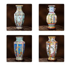 Axyaa Ceramic Enamel Flower Bird Hex Vase Home Decor Living Room Foyer Pot