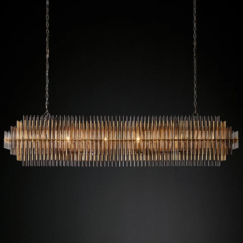 Axyaa Retro Chandelier Kitchen Island Glass Lights Stainless Steel Fixtures