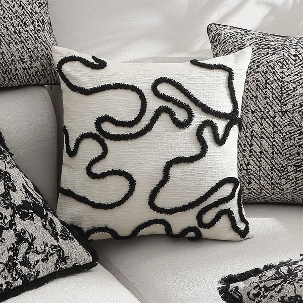 Axyaa Geometric Chenille Cushion Cover - Soft Nordic Style for Sofa Decor 45x45