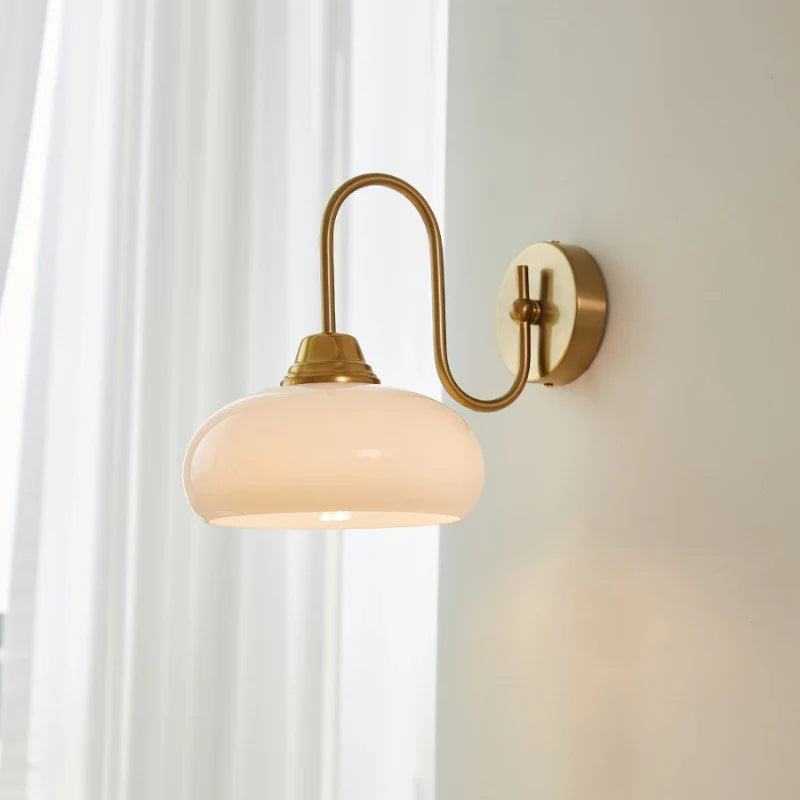 Axyaa French Cream Glass Wall Lamp - Medieval Bauhaus Style