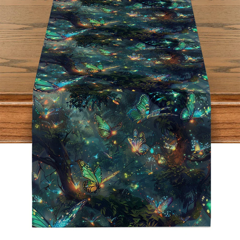 Axyaa Dream Forest Butterfly Table Runner for Farmhouse and Wedding Decor