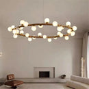 Axyaa Wood Branch Chandelier Pendant Light - Nordic Glass Hanging Lamp