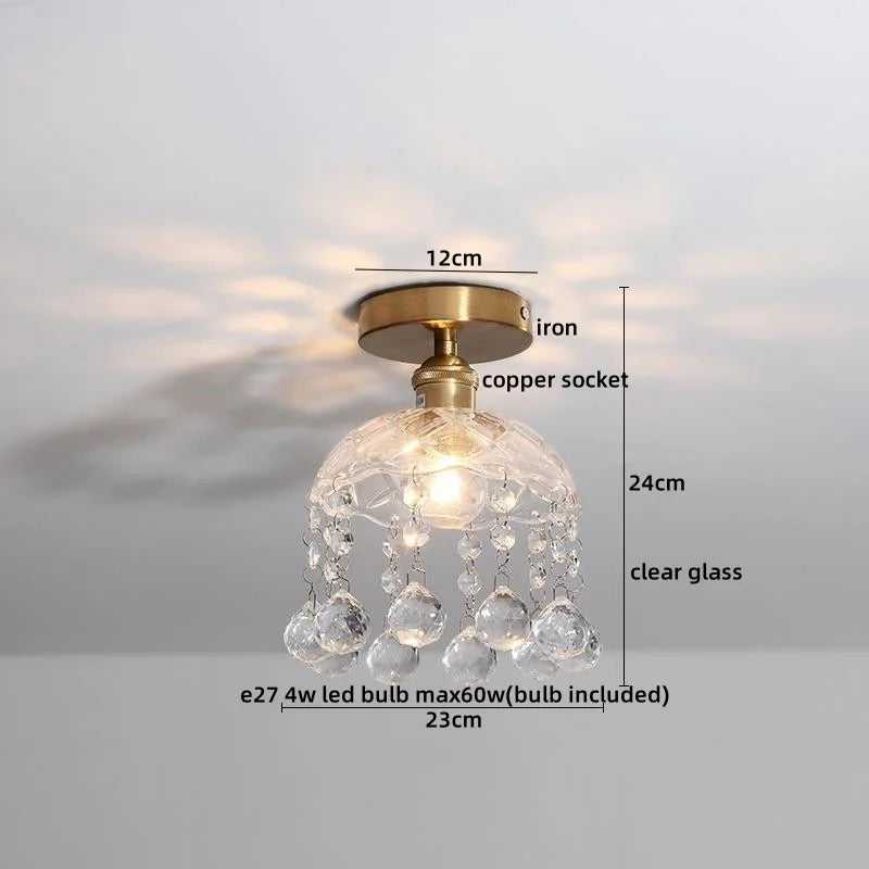 Axyaa Modern Amber Glass LED Ceiling Lights with Copper Socket for Home Decoration