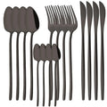 Axyaa 16Pcs Western Black Gold Dinnerware Set Stainless Steel Tableware Flatware