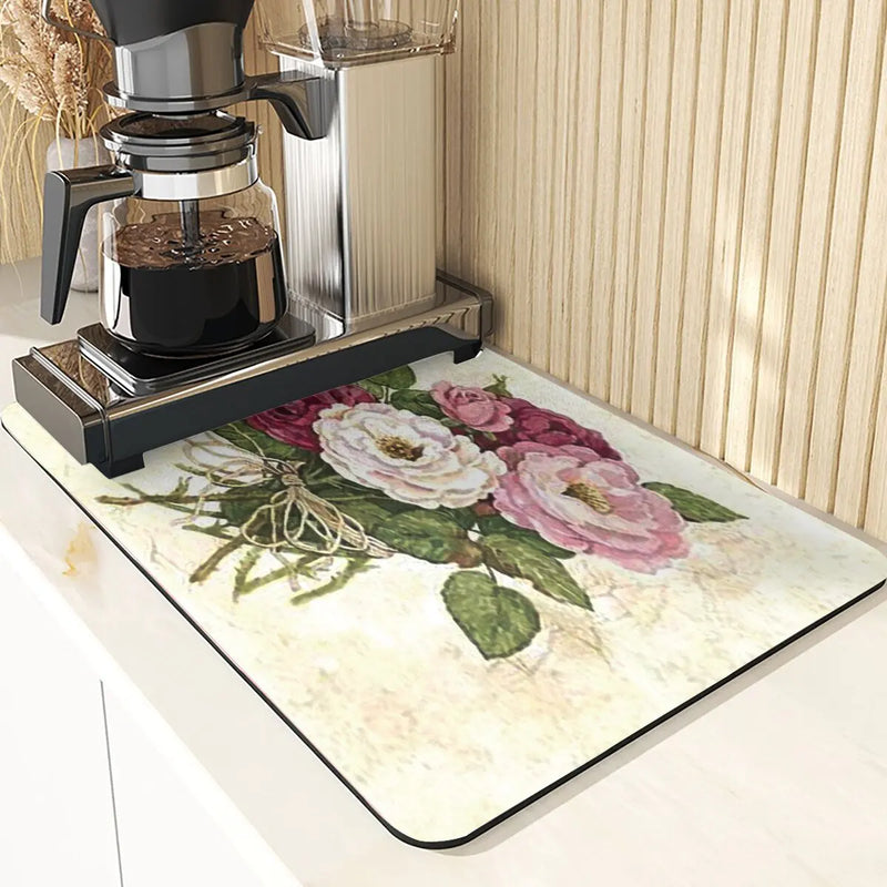 Axyaa Lavender Print Kitchen Drying Mat | Absorbent Mat for Home Décor