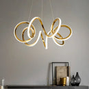 Axyaa Gold Twisted Ring LED Pendant Chandeliers for Home Decor Lighting