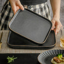 Axyaa Black Frosted Ceramic Steak Plates for Home & Commercial Use