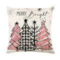 Axyaa Christmas Pillow Cover: Santa Snowman Tree Print for Sofa Decor