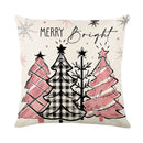 Axyaa Christmas Pillow Cover: Santa Snowman Tree Print for Sofa Decor