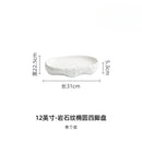 Axyaa Rock Oval Plate White Porcelain Dining Tableware