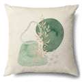 Axyaa Green Leaf Linen Pillowcase, Simple Style Decorative Sofa Cushion Cover
