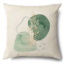 Axyaa Green Leaf Linen Pillowcase, Simple Style Decorative Sofa Cushion Cover