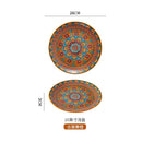Axyaa Bohemian Large Ceramic Plate: Western Style for Home & Restaurant