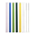 Axyaa Glass Straws Set of 6 with Cleaning Brushes | Reusable Colourful Drinking Straws