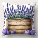 Axyaa Purple Floral Pillowcase Set, 4pcs, 18x18inch Sofa Cushion Cover, Single-Sided Print