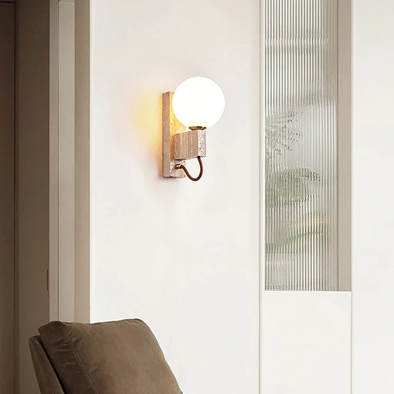 Axyaa Wabi Sabi Yellow Stone LED Wall Sconce: Simple Japanese Style for Home Decoration