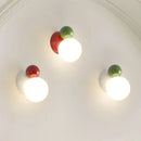 Axyaa LED Wall Light Red Green White Metal Kids Room Sconce White Acrylic Ball