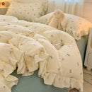 Axyaa Princess Style Ruffle Lace Bow Bedding Set - 4pcs