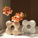 Axyaa Geometric Petals Ceramic Vase for Home Decoration and Flower Arrangement
