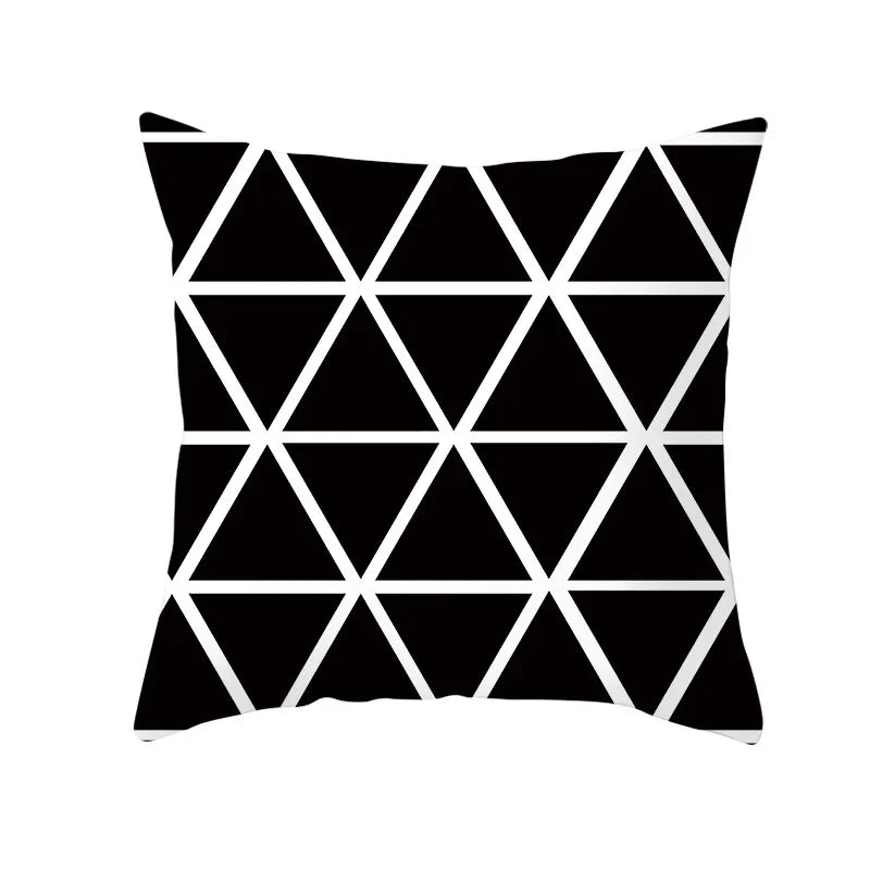 Axyaa Black & White Plaid Wave Stripe Checkerboard Print Throw Pillow Case