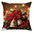 Axyaa Christmas Flower Candle Bell Pillow Cover for Living Room Home Decor