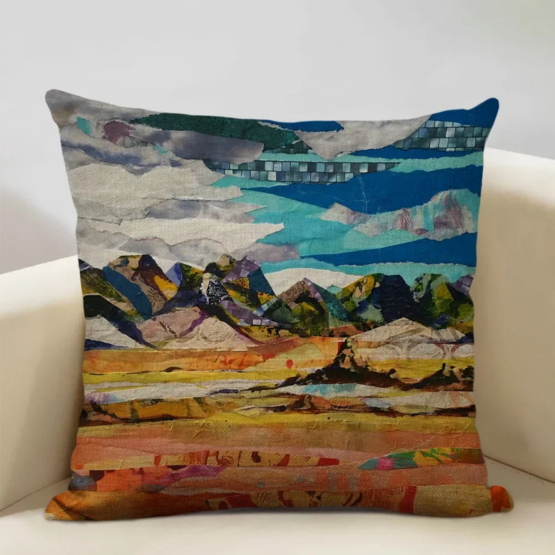 Retro Oil Painting Pattern Pillow Case 45x45cm for Home Sofa Decor - Axyaa