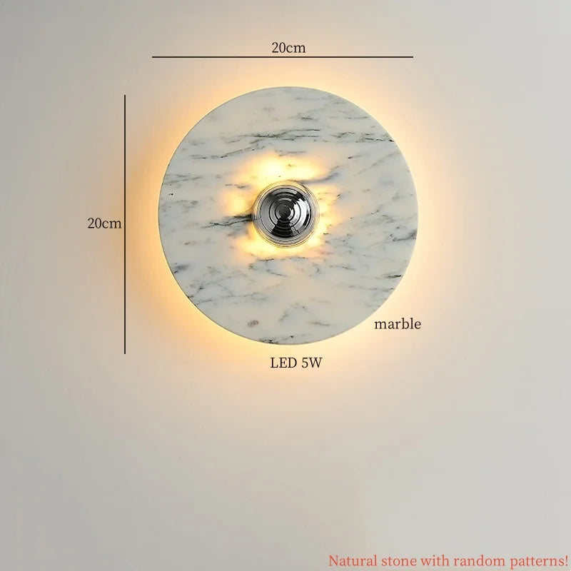 Axyaa Circular Marble LED Wall Lamp Modern Nordic Interior Lighting