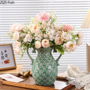 Axyaa Ancient Coins Relief Vase Ceramic Decor for Stylish Floral Arrangements