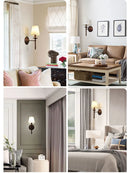 Axyaa Fabric Bedside Wall Lamp for Living Room Bedroom Study Corridor Stair E14 Wall Light