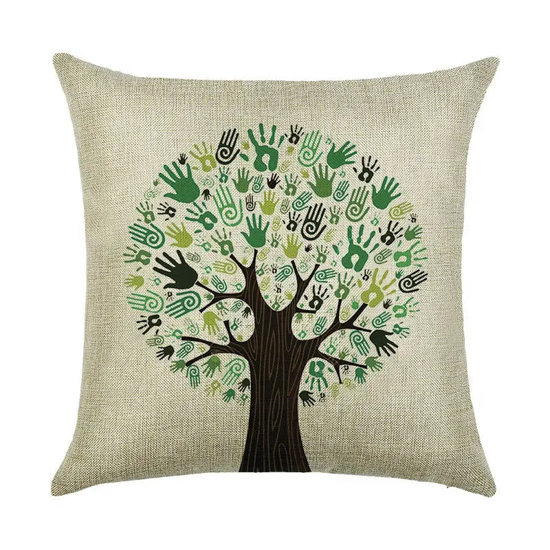 Axyaa Cartoon Pattern Linen Pillowcase - Home Sofa Decorative Cushion Cover