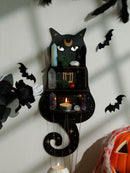 Axyaa Black Cat Moon Phase Wall Shelf: Witchy Room Decor & Crystal Display Stand