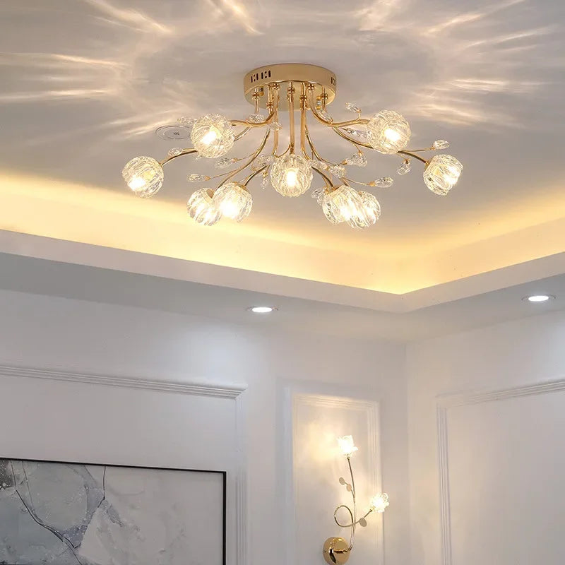 Axyaa Crystal Ceiling Light for Modern Light Luxury Dining Room, Living Room, and Exhibition Hall