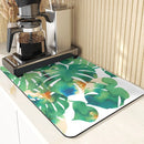 Axyaa Leaves Print Silicone Placemats - Absorbent Kitchen Dish Mat