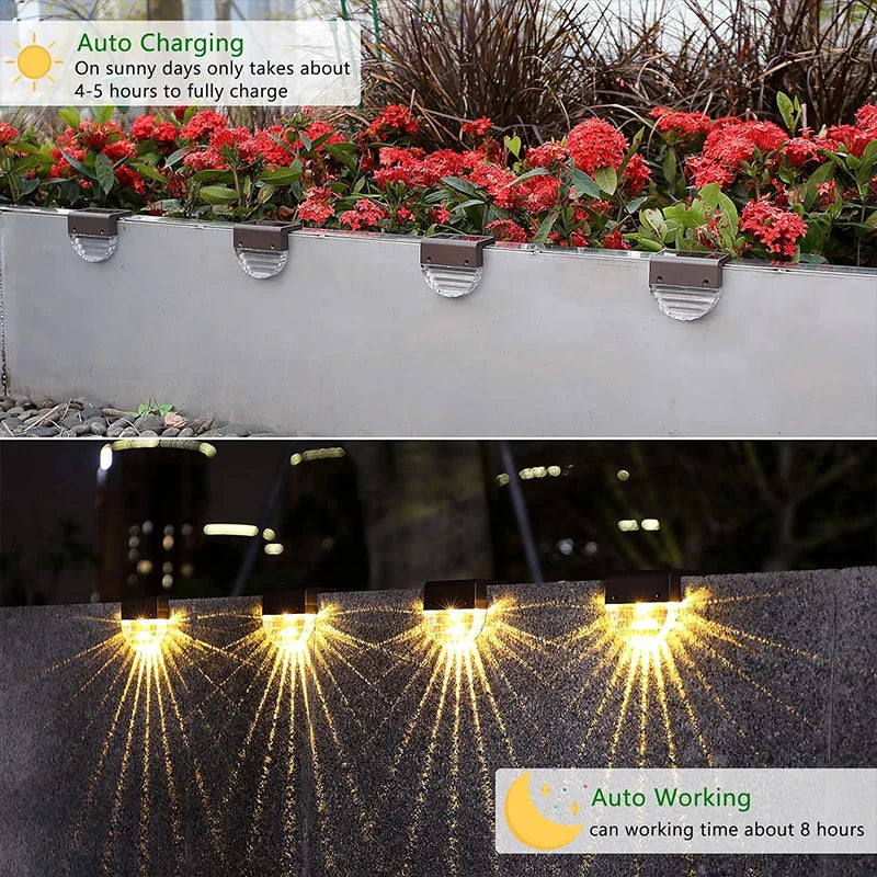 Axyaa Solar Fence Lights for Outdoor Pathway and Deck - Waterproof Step Lighting