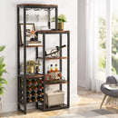 Axyaa 20 Bottle Wine Bakers Rack with Glass Holder and Storage Shelves