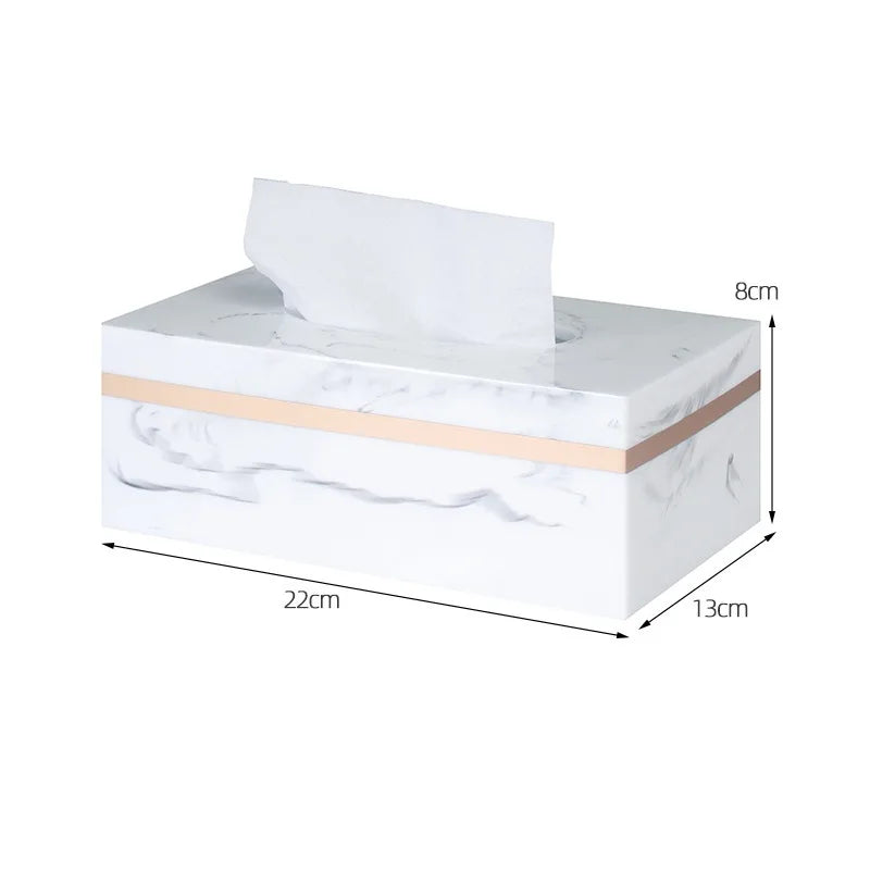 Axya Marbling Texture Tissue Box: Luxe Nordic Design for Living Room or Tea Table