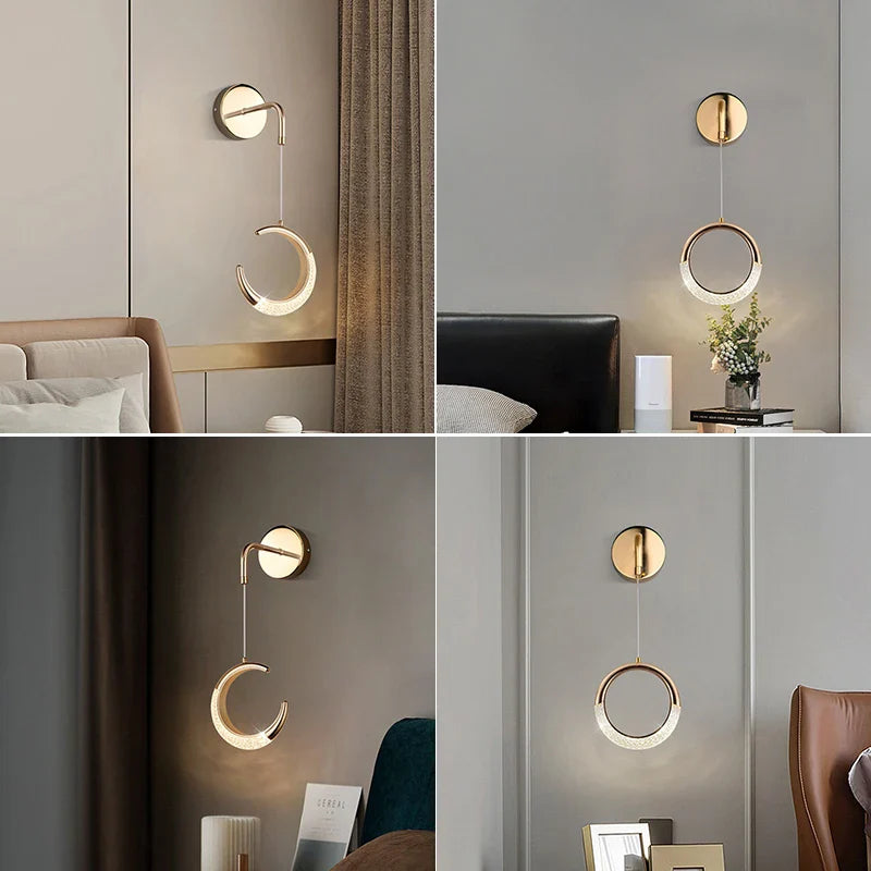 Axya Acrylic LED Pendant Moon Ring Ceiling Wall Lamps Lustre Home Lighting