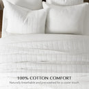 Axyaa Cotton Box Stitch Quilt Set King, 3-Piece Lightweight Cozy Coverlet