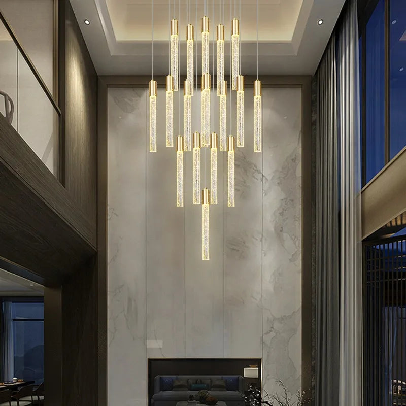 Axyaa Crystal Staircase Chandelier: Luxury Rotating Living Room Light