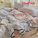 Axyaa Kapok Double-Layer Ruffle Leaf Edge Summer Quilt Set - 4 Piece