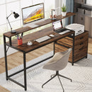 Axyaa Industrial Office Desk with File Drawer and Monitor Stand