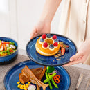 Axyaa 24-Piece Blue Stoneware Dinnerware Set - Change Glaze Finish