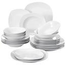 Axyaa Elisa 24-Piece Porcelain Dinner Set for 6 - Tableware Soup Dessert Plate Bowls
