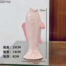 Axyaa Koi Fish Ceramic Vase with Peony Simulation Flower - Artistic Flower Vessel Decor