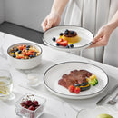 Axyaa Black Rim Porcelain Dinnerware Set for 4, 12/24 Piece Tableware Collection