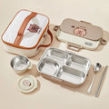 Axyaa Stainless Steel Divided Lunch Box Set - Large Capacity, Microwave Safe