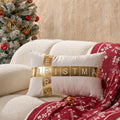 Velvet Christmas Pillowcase 30x50 Festive Gold-Embossed Throw Cover for Home Sofa