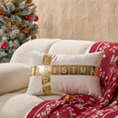 Velvet Christmas Pillowcase 30x50 Festive Gold-Embossed Throw Cover for Home Sofa